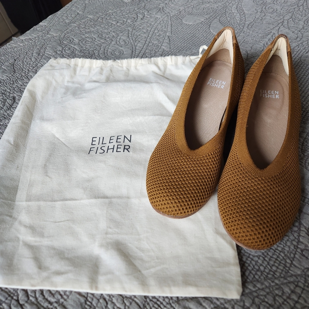 Eileen Fisher Seam Mesh Flats in Camel